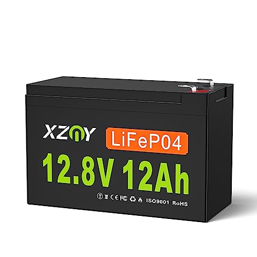 XZNY® 12V 12Ah LiFePO4 リチウム鉄リン酸電池、12V 12Ahの充電式ディープサイクルリチウムバッテリーは10年の耐用年数を持つ、10AのBMSを内蔵しており子供用自動車、太陽光発電システム用バッテリー、魚群探知機、非常用電源などに適しています
